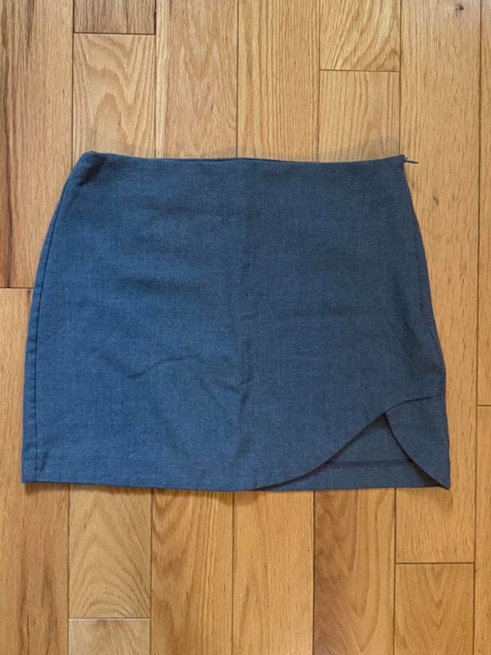 Pull & Bear Mini Skirt Black Label Tailored Suit Gray Dress Notch Slit Side Zip